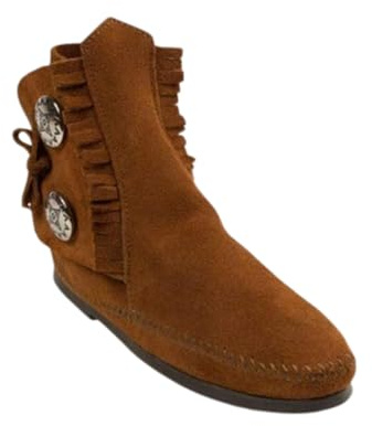 Minnetonka Men's Two Button Boot, Brown Hardsole, 9 M US