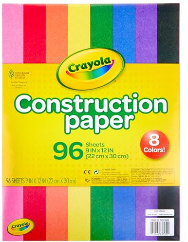 CRAYOLA Construction Paper (96 Sheets) | 9x12 Pad Containing 8 Classic Crayola Colours | Perfect for Art Projects & Classrooms