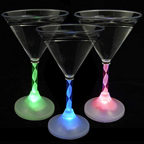 Set of 4 Flashing Panda 6 oz LED Light Up Flashing Martini Glasses
