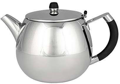 Café Stal DGT-06 Café Stål Grandeur Range Deluxe Tea Pot, Double Walled Exterior, Mirror Polished 18/10 Stainless Steel, Soft Touch Handles, Perfect Pour Spout 21oz (600ml)