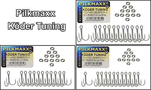 VMC Drillinge + Rosco Sprengringe für Wobbler Jerks Jigs Blinker Kunstköder Forelle, Hecht, Zander, Barsch, Größe:8