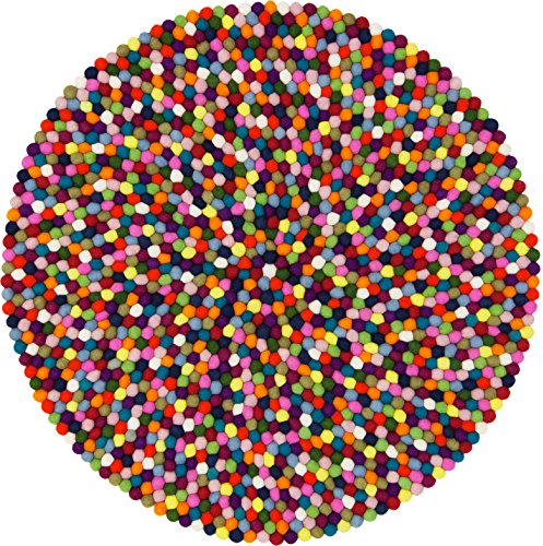 myfelt Filzkugelteppich Lotte - Ø 90 cm, ideal für Schlaf-, Wohn-, Kinderzimmer, Flur & Bad