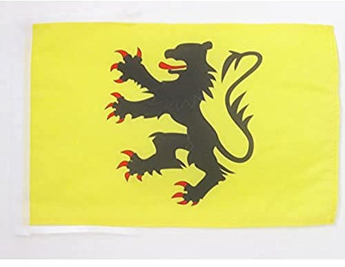 AZ FLAG - Drapeau Province de la Flandre française - 45x30 cm - Pavillon Flamand - France 100% Polyester avec Deux Cordelettes - 20g