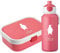 4youDesign Set: pinke Brotdose & Trinkflasche -PINGUIN Silhouette- personalisiert mit Namen – mit Bento Box, Gabel & Pop-Up Flasche – Geschenk für Kinder (Pink)