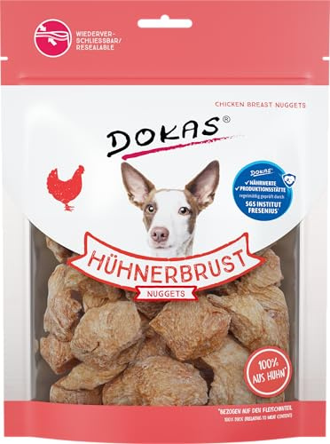 DOKAS Hühnerbrust Nuggets – Gefriergetrocknete Premium Nuggets für Hunde – Idealer Snack für zwischendurch – 10 x 110 g