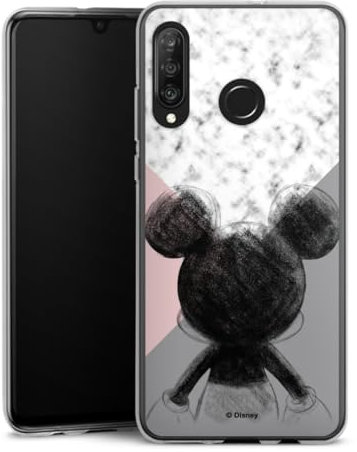 Silikon Hülle kompatibel mit Huawei P30 Lite Case transparent Handyhülle Disney Marmor Mickey Mouse