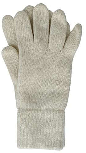 FosterNatur, Damen Wollhandschuhe/Fingerhandschuhe, 100% Wolle extrafine (8, Beige)