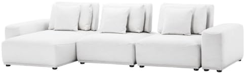 Casa Padrino Luxus Wohnlandschaft Weiß/Schwarz 340 x 159 x H. 83 cm - Wohnzimmer Sofa mit 6 Kissen - Luxus Qualität