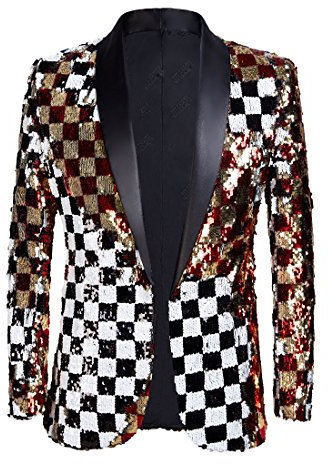 PYJTRL Herren-Blazer mit 2 Farben und glänzenden Pailletten (XXL, Farbe)
