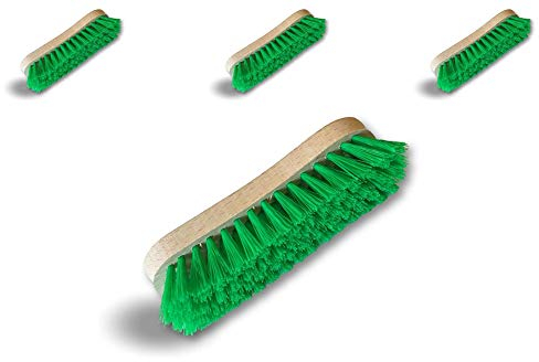 Brosse à laver et récurer PPL vert | Lot de 3 | Monture bois | Nettoyage, brossage pont mur sol carrelage | Cuisines, salles de bain | Kibros 1015Vcx3