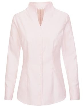 Seidensticker Damen City Langarm Slim Fit Kelchkragen Bügelleicht Bluse, Rosé, 46 EU