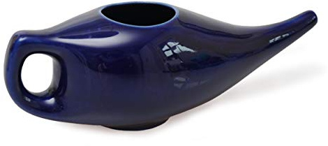 Yogishop Nasenspülkännchen 180 ml aus Keramik 19 x 7 x 6 cm, dunkel blau