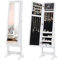 COSTWAY Specchio Portagioie da Terra, Armadietto Portagioie con Specchio a 3 Angoli, Organizer per Gioie Camera da Letto, 35 x 30 x 144 cm (Bianco)