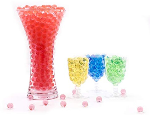 Risai Wasserkugeln, Kristallgel-Perlen, perfekt für Hydrogel-Pflanzen, Vasenfüller, Tafelaufsatz, Silikonkugeln, ungiftige, klare Gelee-Edelsteine, Wachstumsperlen, 600 Stück, rot 10 g