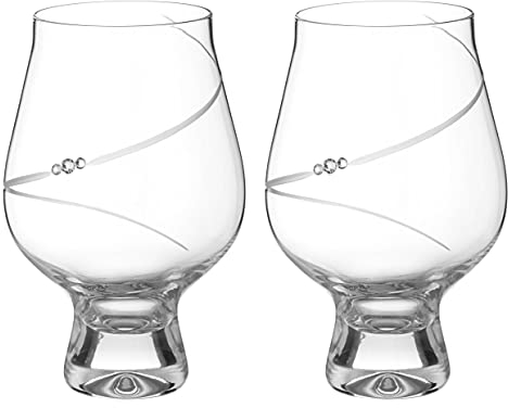 DIAMANTE Gin Goblets - 'Silhouette' Crystal Gin and Tonic Glass - Set of 2 (Silhouette Swarovski)