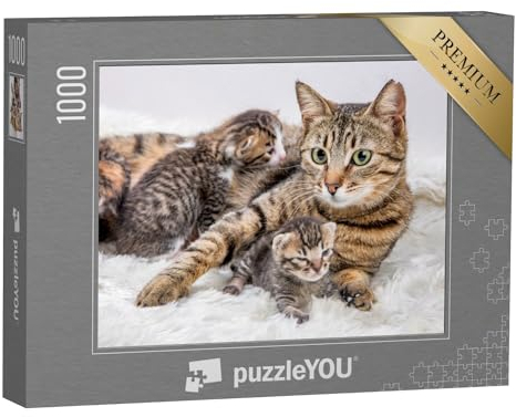 puzzleYOU: Puzzle 1000 Teile „Katzenmutter und Katzenbaby, Kitten“ – aus der Puzzle-Kollektion Katzen-Puzzles
