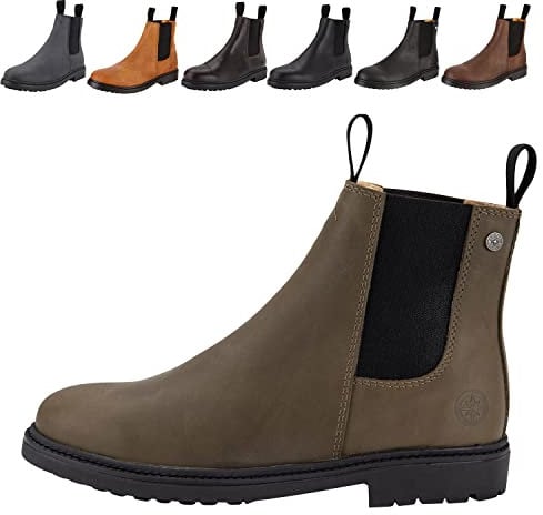 Chelsea Boot »NEW WORK« von SUEDWIND© | bequeme Stiefelette aus robustem Rindsleder Made in Portugal | Reitschuh mit Profil-Gummisohle und Innen-Leder | Schuh Schlupf Stiefel | Waxy Green | Gr. 38