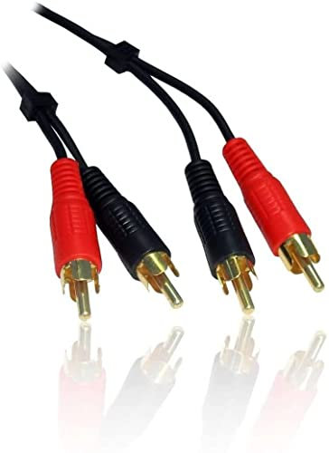 World of Data Twin RCA Phono Cable - Stereo Red & Black - Left & Right Audio Lead - 5m