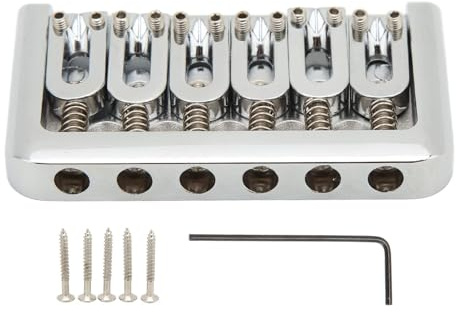 Gitarren Fixed Hardtail Steg, 76,5x44,5mm/3x1,8 Zoll Fester Gitarrensteg Hardtail Steg Fixed Bridge U förmiger Saitenabstand Roller Sattel Vintage Saitenreiter Brücke Saddles für E-Gitarre Bass Jazz