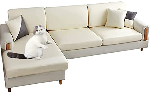 FIDSEJEONA Luxuriöser Kunstleder-Sofabezug für 1, 2, 3, 4-Sitzer, Sofa Sitzkissenbezug Wasserdicht Dehnbarer Ecksitzbezug mit Gummizug Couchschutz Möbelschutz (E 13)