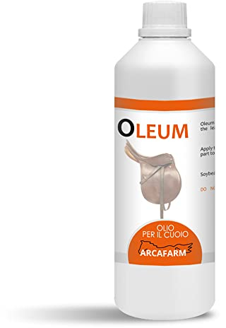 Oleum - Olio rigenera pelle e cuoio 1 lt per calzature, stivali, stivaletti, selle, borse, finimenti equitazione e prodotti selleria: nutre, dona elasticità e morbidezza a cuoio e pelle, 100% Naturale
