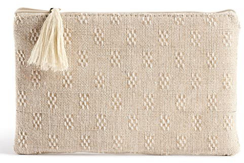 Miquelrius - Trousse de Toilette Plate Taille 220 x 140 x 10 mm, Fermeture éclair, Collection Vintage Lily, Lin, Lin, Grande, Miquelius - Trousse de Toilette Plate - 1 Compartiment - Dimensions 220 x