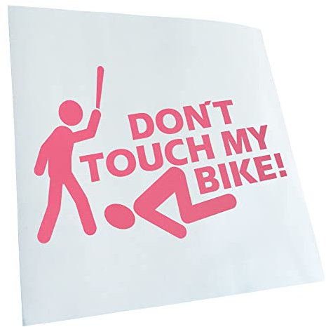 Kiwistar - Autoaufkleber - Hellrosa - 60x40cm Dont touch my Bike! - Heckscheibe Auto Aufkleber wetterfest für Kfz LKW Mofa Truck - Sticker außen selbstklebend Tuning Zubehör für Fenster Fahrzeug