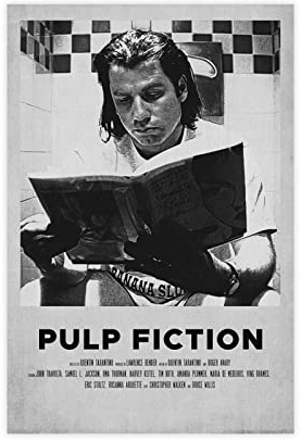FUKITT Pulp Fiction Retro Klassisches Filmposter Leinwand Poster Schlafzimmer Dekor Sport Landschaft Büro Zimmer Dekor Geschenk Rahmen Stil 30 x 45 cm