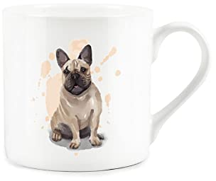 Purely Home Frenchie Mug en porcelaine anglaise Bouledogue français Blanc Cadeau pour les amoureux des chiens