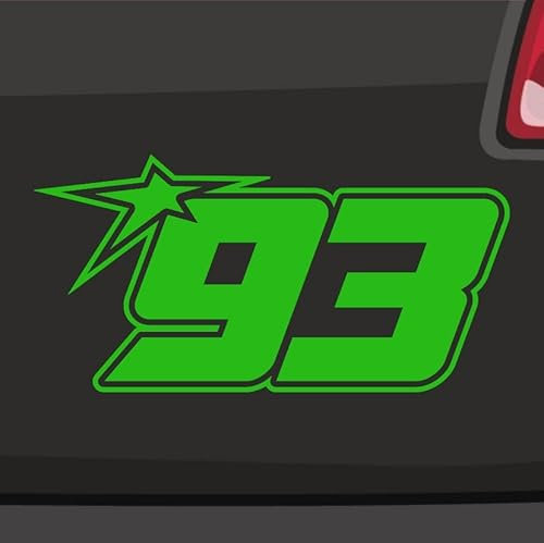 Generisch Startnummer 93 Aufkleber Raceing Start Sticker Auto Zahl MTB Motorrad 20x10cm Farbe: Neongrün
