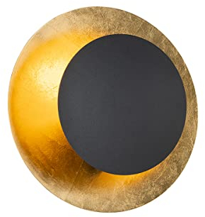 Qazqa - Art Deco Art-Deco-Wandleuchte schwarz mit Gold I Messing - Emilienne I Wohnzimmer I Schlafzimmer - Stahl Rund - LED geeignet E27