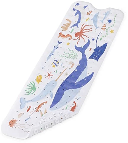 Navaris Alfombra de Baño para Niños - Alfombrilla Antideslizante de Bañera Infantil para Niños y Bebe con Motivos Naturaleza Marina - de 100 x 40 cm