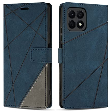 SONWO Case for Honor X8A, PU Leather Flip Wallet Case Magnetic Closure Cover Card Slots Phone Case for Honor X8A, Blue