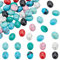 PandaHall 60 Stück Synthetische Türkis-Stein-Cabochons, 10 Farben Textur Edelstein-Fliesen Oval Flach Kuppel Perlenstein Cabochon-Fliese für Armband Halskette Kamee Schmuckherstellung, 10x8mm