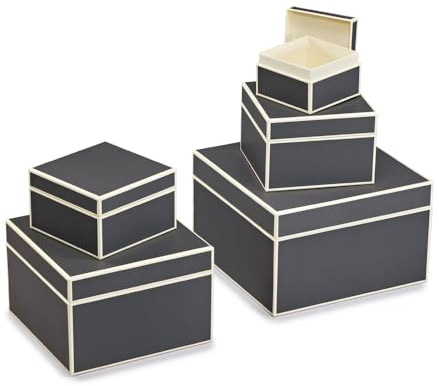 Semikolon 370098 5er Aufbewahrungsboxen - Set 5 tlg - diverse Größen - Geschenkboxen - lava stone grau