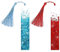 TIESOME 2pcs Glitzerpulver Lesezeichen, getrocknete Blumen Harz bookmark, handgefertigt transparenter Seitenmarker mit bunter Quaste für Erwachsene Frauen Teenager Kinder Geschenk(rot+blau)