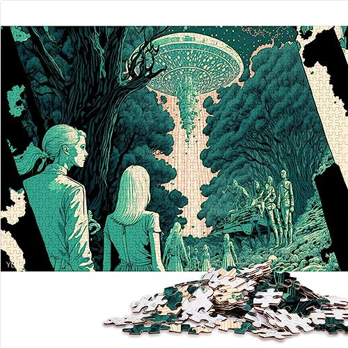 Puzzles für Erwachsene, UFO-Kunst, 1000-teiliges Puzzle für Erwachsene, Kinder, ab 12 Jahren, Papppuzzles, lustige Aktivitäten zu Hause, Geburtstagsgeschenk, Reisegeschenke, Größe: 26 x 38 cm