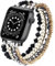 VISOOM Perlen Armbänder Kompatibel mit Apple Watch 46mm/42mm/44mm/45mm/49mm Glitzer Schmuck Armband iWatch Ersatzarmband Frauen Damen für Series SE/10/9/8/7/SE/6/5/4/3/2/1- Schwarz-Gold