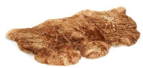 Cakla Lammfell Echt 157 cm x 110 cm - Schaffell Echt aus DREI Lederseiten Genäht - Fellteppich Rothaarig - Deko Fell für Stühle und Sofa - Natürliche Lammfell Teppich Wohnzimmer