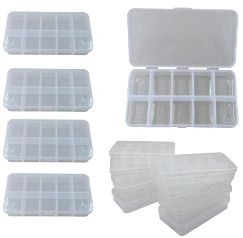 8 Stück, 10 Fächer Aufbewahrungsbox Set Plastik Aufbewahrungsbox Sortierbox für Schmuck Veranstalter Perlen Setzkasten Sortimentskasten Perlenbox Kleinteile Bastelkiste