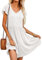 HOTOUCH Womens Summer Dress Casual Short Sleeve V-Neck Swing Dresses Flowy Tiered Ruffle Dress with Pockets White L