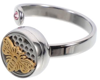 SHERCHPRY Offene Edelstahl Fingerringe für Frauen Verstellbarer mit Ätherischem Öl Fach Kreatives Offenes Design 12mm Stahlfarbe Fingerdekoration für Party Alltag