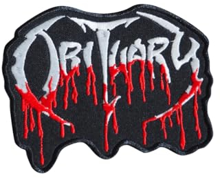 Obituary Patch Aufnäher – Abzeichen zum Aufnähen oder Aufbügeln – trendiges Modeaccessoire – einzigartiges dekoratives Logo für Jacken, Jeans und Taschen – Vintage – Bekleidung