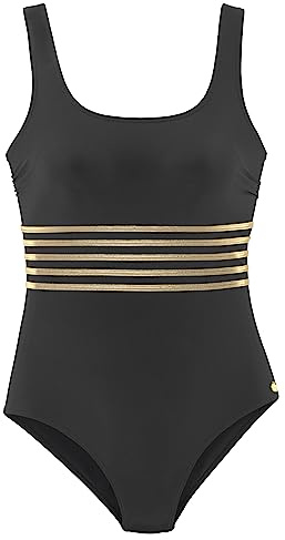 Lascana Damen Badeanzug mit glänzenden Akzenten, pushende Softcups, Miedereinsatz, weiches Material, für eine vorteilhafte Silhouette und angenehmen Komfort