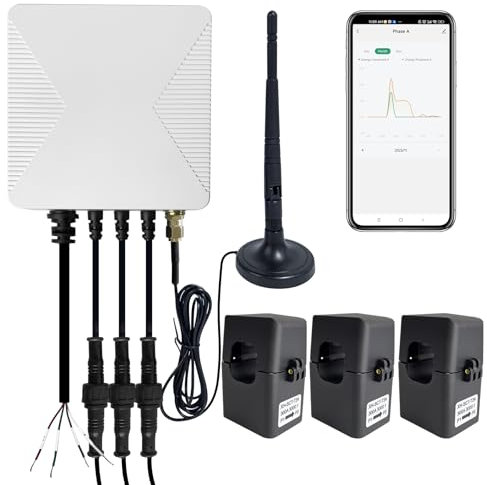 OWON 1 or 3 Phase Tuya Wi-Fi Bi-Directional Energy Monitor,Smart Home Power Monitor with 3 * 300A Clamp, Track Electricity in Real Time, Solar/Net Metering