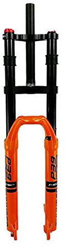 HerfsT Forcella Ammortizzata MTB per Bicicletta 26 27,5 29 Pollici 1-1/8 Forcella Anteriore in Lega a Doppia Spalla, Escursione 160 mm - Arancione