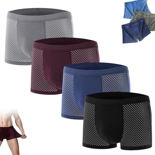 Boxhero Boxer in Fibra di Bambù da 4/8 Pezzi, Boxer in Fibra di Bambù, Boxer in Bambù Box Hero per Intimo da Uomo Comfort per Tutto il Giorno, Intimo da Uomo in Bambù Boxer in Bambù (4 pezzi-A,2XL)