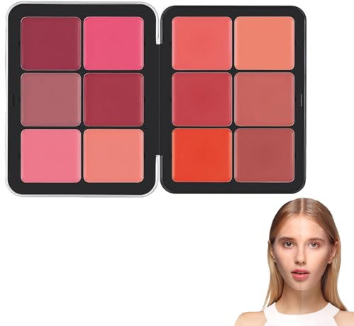 12 Color Blush Cream - Concealer Palette, Matte Blush Contour and Highlight Blush Palette, Waterproof and Long Lasting Blush Cream Makeup Palette (12-B)