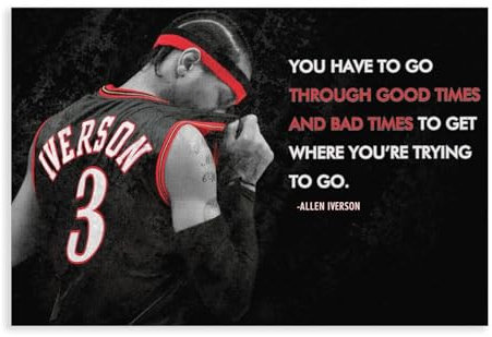 AMATWI Basketball-Sport-Starspieler, Allen Iverson, Sport-Star-Poster, Leinwand-Poster, Schlafzimmer-Dekor, Sportlandschaft, Büro, Raumdekoration, Geschenk, ungerahmt, 30 x 45 cm