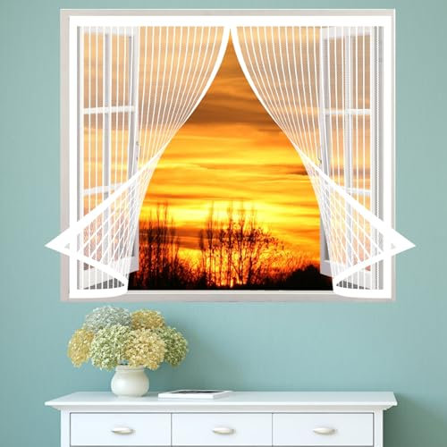 Rideaux Anti-Moustiques 75 x 126 cm, Moustiquaire Aimantée Fenetre, Sans Perçage pour Fenêtre Portes Patio, Blanc